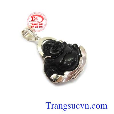 Mặt phật thiên thạch bọc bạc cao cấp