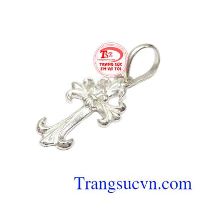 Mặt bạc thánh giá to đẹp, chạm khắc tinh xảo, chất lượng đảm bảo đeo sáng,Mặt thánh giá bạc hoa