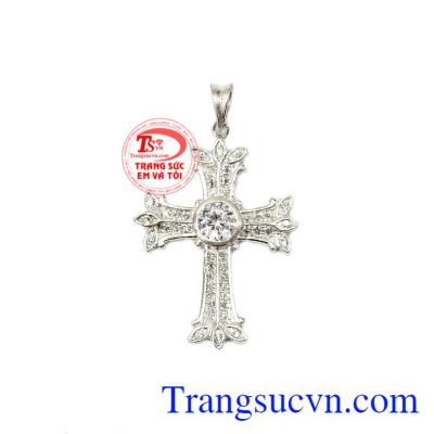 Mặt Thánh Giá đinh Đá được chế tác từ bạc 925 chuẩn chất lượng,Mặt Thánh Giá đinh Đá