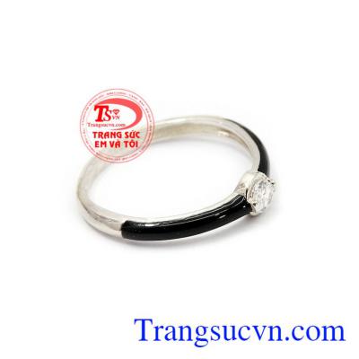 nhẫn nữ bạc đính đá đẹp thanh lịch, bạc chuẩn chất lượng, đeo tránh gió, khách khí độc xâm nhập, bảo vệ cơ thể