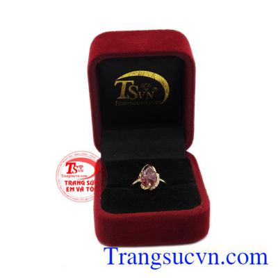 Nhẫn chiếc lá tourmalin thiên nhiên