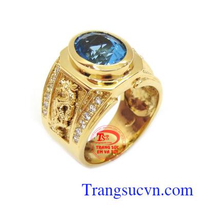 Nhẫn nam đá Topaz mệnh Mộc & Thủy