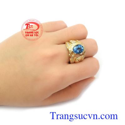 Nhẫn nam Topaz thiên nhiên phù hợp phong cách thời trang đẳng cấp