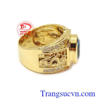 Nhẫn nam đá Topaz mệnh Mộc & Thủy đá topaz chất lượng vàng đảo bảo 18k 75% bảo hành 1 năm,đá có kiểm định,nhẫn nam topaz