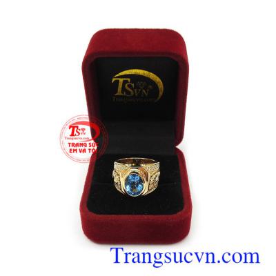 Nhẫn nam đá Topaz mệnh Mộc & Thủy