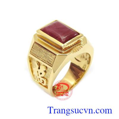 Nhẫn nam Ruby quyền lực 18k