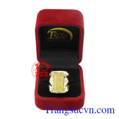 Nhẫn nam thạch anh tóc 14k độc đáo