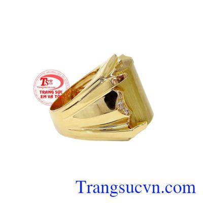 Nhẫn nam thạch anh đẳng cấp uy tín, chất lương, giao hàng toàn quốc,Nhẫn nam thạch anh tóc 14k độc đáo