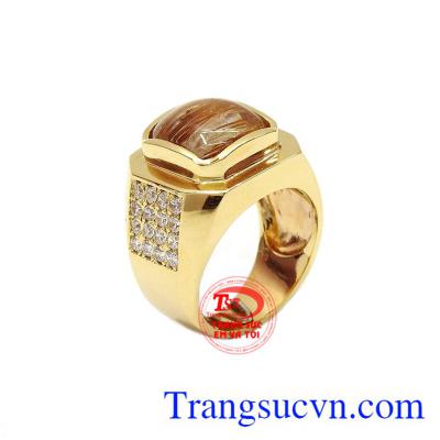 Nhẫn nam thạch anh tóc 14k mạnh mẽ