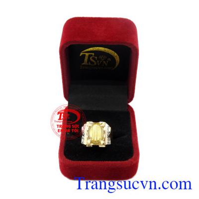 Nhẫn nam thạch anh tóc 14k nam tính
