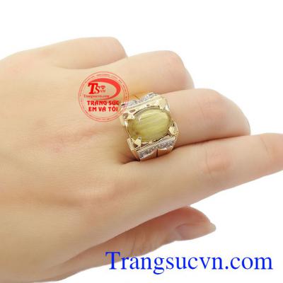Sản phẩm thích hợp làm quà tặng cho người thân và bạn bè,Nhẫn nam thạch anh tóc 14k nam tính