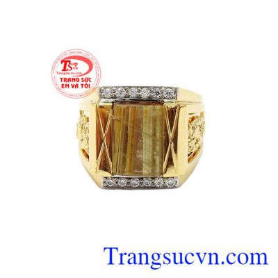 Nhẫn Nam thạch anh tóc thiên nhiên đeo đẹp, hợp thời trang phái mạnh