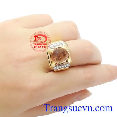 Sản phẩm thích hợp làm quà tặng cho người thân và bạn bè,Nhẫn nam thạch anh tóc 14k