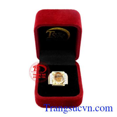 Nhẫn nam thạch anh tóc 14k