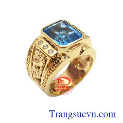 Nhẫn nam Topaz mạnh mẽ vàng 14k thiết kế mẫu mã sang trọng, tinh tế và thời thượng, hợp phong cách phái mạnh