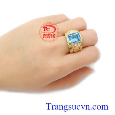 Nhẫn nam Topaz mạnh mẽ bền đẹp, chất lượng, bảo hành 12 tháng Nhẫn nam Topaz mạnh mẽ