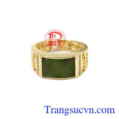 Từ xa xưa, ngọc cẩm thạch mang ý nghĩa phong thủy, mang lại may mắn, thuận lợi hơn trong kinh doanh và cuộc sống,Nhẫn Nephrite vàng 14k