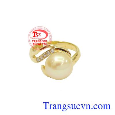 Nhẫn ngọc vàng ngọc trai hồng Giấy kiểm định đá quý Nhẫn ngọc vàng ngọc trai hồng Bảo hành 1 năm