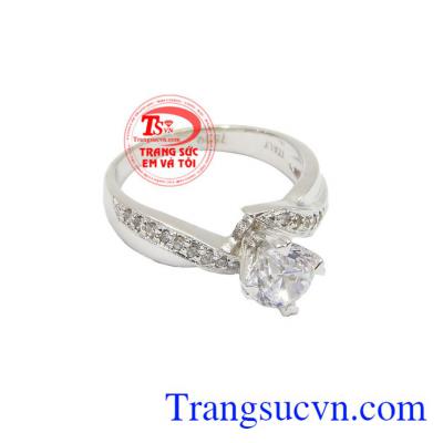 Nhẫn nữ 18k vàng trắng sang