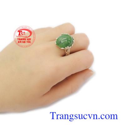 Nhẫn bạc gắn đá cẩm thạch thiên nhiên cao cấp. thời trang