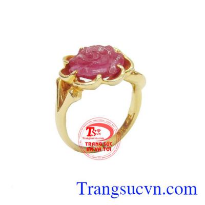 Nhẫn nữ hoa ruby thiên nhiên, nhẫn nữ hồng ngọc quý phái và sang trọng, mang may mắn và niềm vui cho người dùng đá ruby