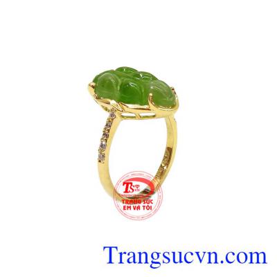 Nhẫn nữ Nephrite vàng 14k