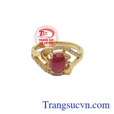 Nhẫn nữ vàng tây gắn đá ruby thiên nhiên
