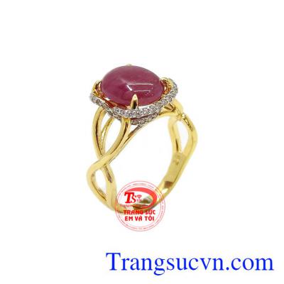 Nhẫn nữ Ruby vàng 10k kiểu dáng đẹp, tinh xảo, gắn đá Ruby cao cấp,Nhẫn nữ Ruby vàng 10k