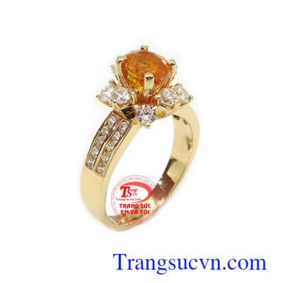 Nhẫn nữ Sapphire may mắn vàng 14k