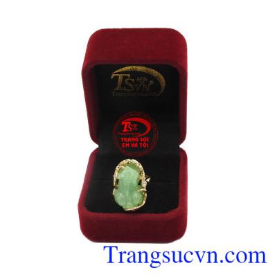Nhẫn nữ vàng tây tỳ hưu ngọc cẩm thạch