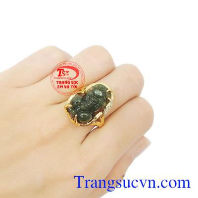 Nhẫn nữ tỳ hưu ngọc đẹp bọc 14k