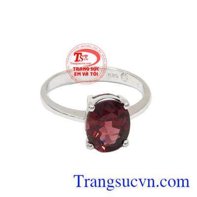 Nhẫn nữ vàng tây đá Granat thiên nhiên, có giấy kiểm định, vàng 10k, bảo hành 6 tháng, giao hàng nhanh trên toàn quốc