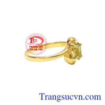 Nhẫn nữ vàng tây đá Peridot vàng 10k, bảo hành 6 tháng, giao hàng nhanh trên toàn quốc