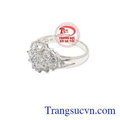 Nhẫn nữ vàng trắng 14k Ý, bảo hành 12 tháng, giao hàng nhanh trên toàn quốc