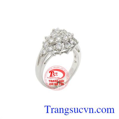 Nhẫn nữ vàng trắng 14k Ý