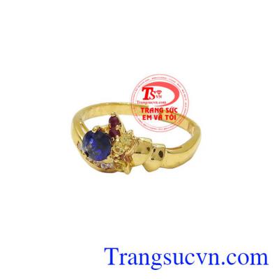 Nhẫn saphir bích ngọc vàng 10k, bảo hành 6 tháng, giao hàng nhanh trên toàn quốc