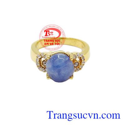 Nhẫn sapphire xanh nữ vàng 14k, bảo hành 12 tháng, giao hàng nhanh trên toàn quốc
