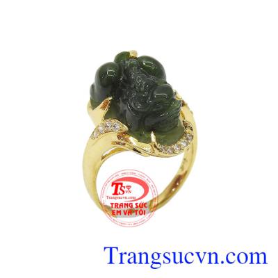 Nhẫn tỳ hưu 14k jadeite