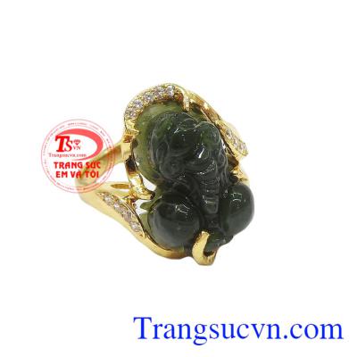 Nhẫn tỳ hưu 14k jadeite