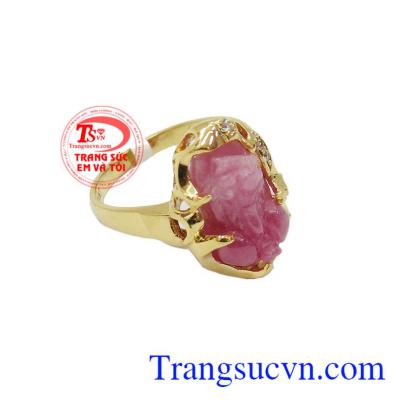Nhẫn tỳ hưu ruby đẹp vàng 18k, bảo hành 12 tháng, chất lượng uy tín, giao hàng nhanh trên toàn quốc