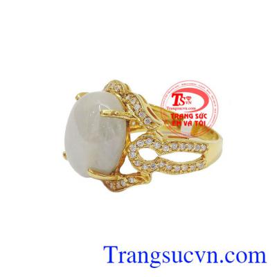 Nhẫn vàng nữ đá quý sapphire trắng vàng 18k, bảo hành 12 tháng, giao hàng nhanh trên toàn quốc