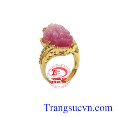 Nhẫn vàng tây tỳ hưu ruby