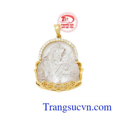 Phật Di lặc thạch anh tóc bọc vàng tây 14k (58,5%Au) đảm bảo chất lượng,tinh tế,sang trọng.