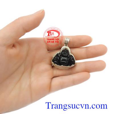 Phật mặt dây bạc đá quý thiên nhiên cao cấp