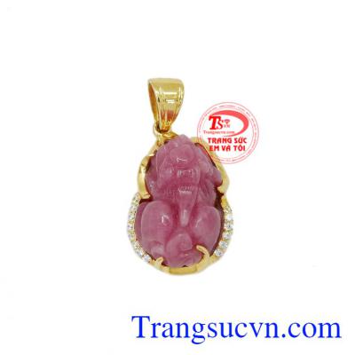 Tỳ hưu hồng ngọc ruby bọc vàng