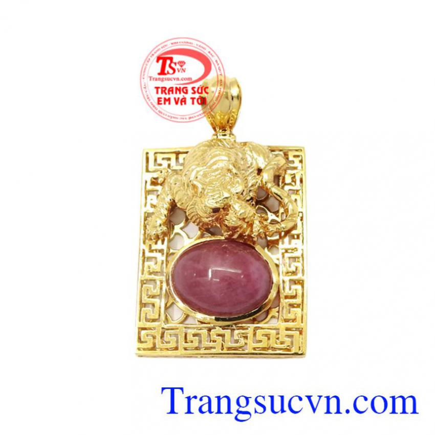 Mặt dây vàng hổ Ruby 