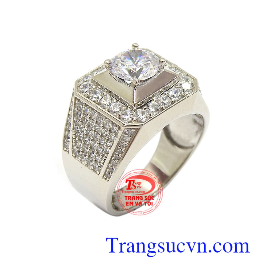 Nhẫn nam vàng trắng Hàn Quốc thời thượng vàng 10k nhập khẩu nguyên chiếc chất lượng, sang trọng và thời trang