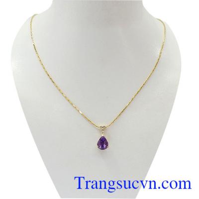 Bộ dây chuyền thạch anh tím là sản phẩm thạch anh tím thiên nhiên, có giấy kiểm định đá tự nhiên