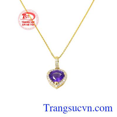 Bộ mặt dây nữ thạch anh tím đẹp có giấy kiểm định đá quý.