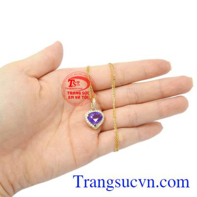 Bộ mặt dây nữ thạch anh tím đẹp xinh xắn.